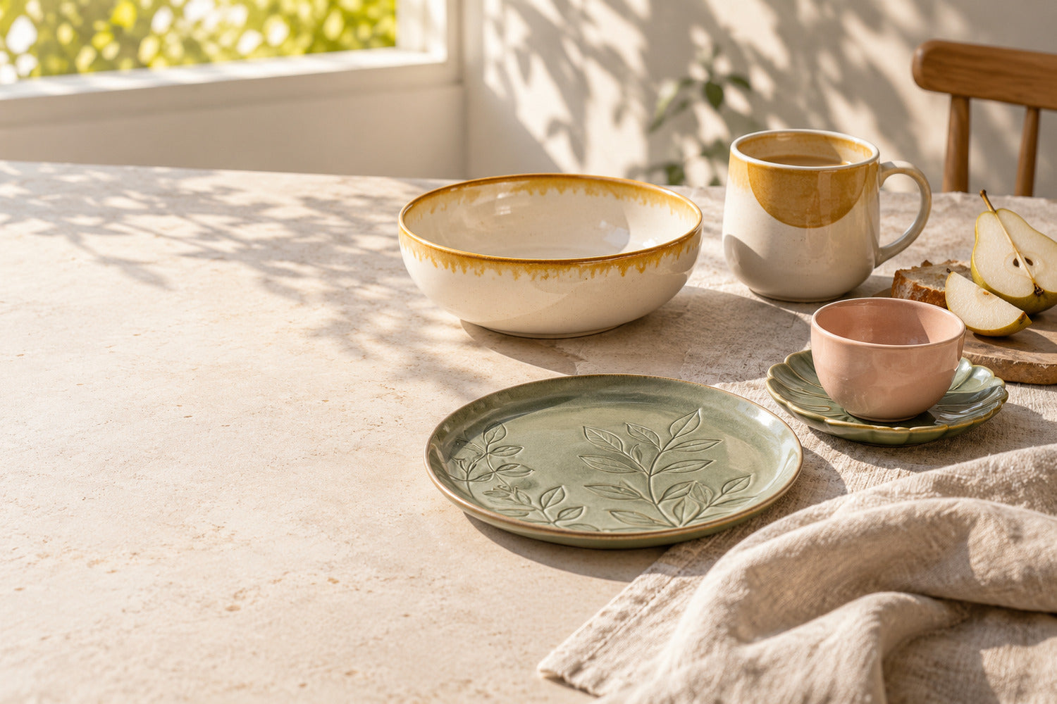 Morning Light and Garden ceramics in natural window light
