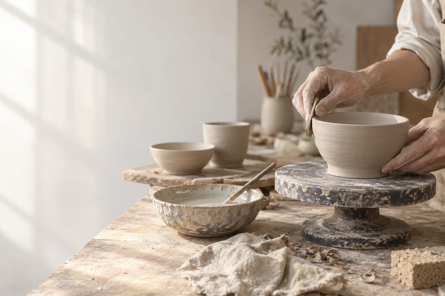 Ceramic craft and glaze work at the bresorabresora studio table